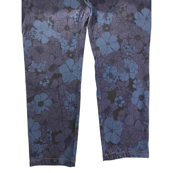 Van Heusen Womens Floral Print Stretch Pants Size 16 Short Blue Black - Picture 5 of 11